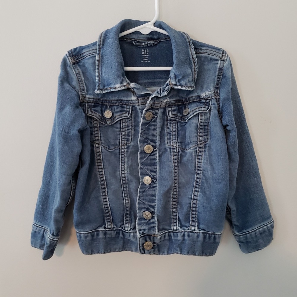 GAP Toddler Denim Jean Jacket Coat SIZE‎ 4 Distressed Unisex Boy Girl Kids Blue